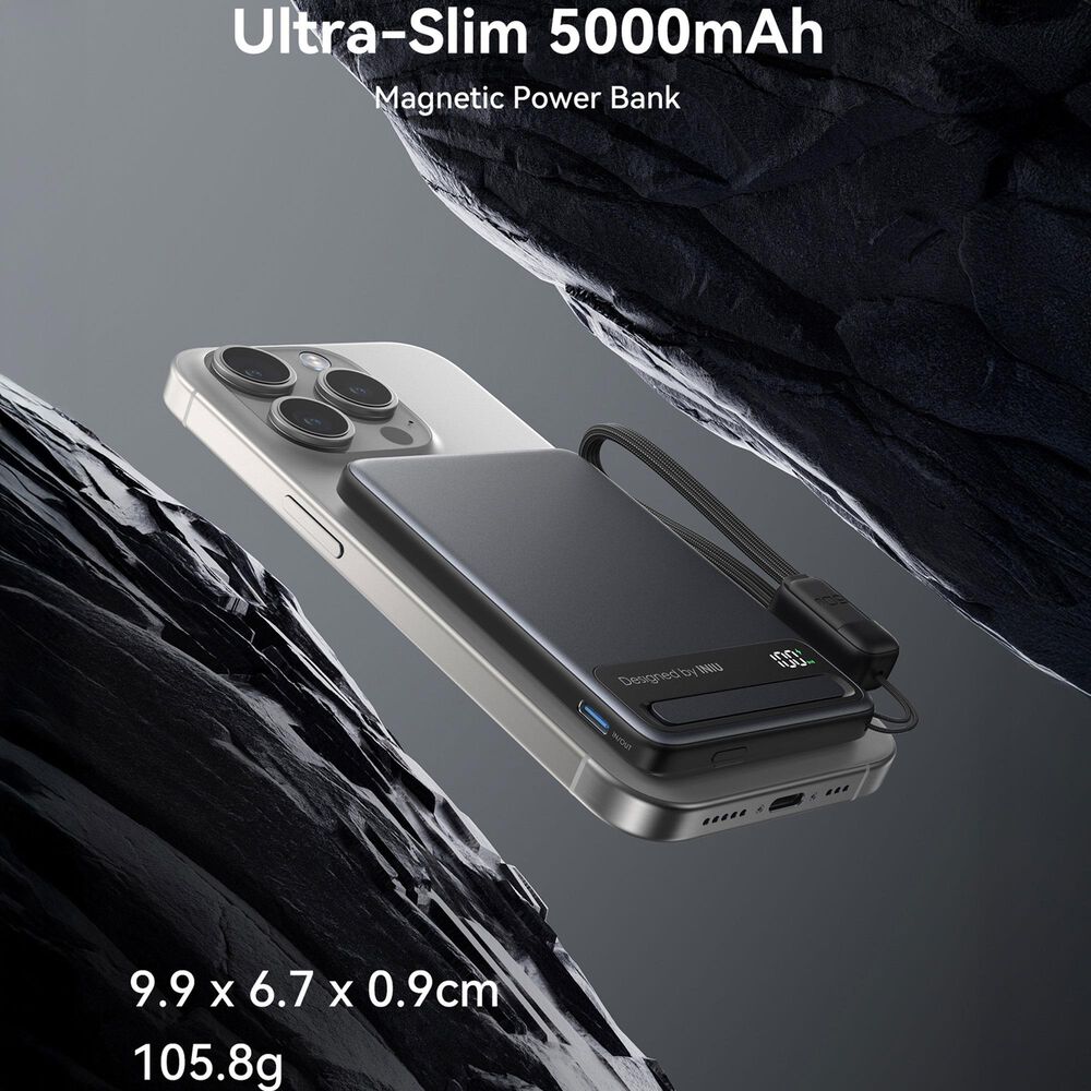INUI MagPro 5000mAh Slim Power Bank in Black, , large
