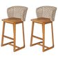 Hearth and Haven Outdoor Bar Stool with Woven Wicker Back and Cushion in Beige (Set of 2), , large
