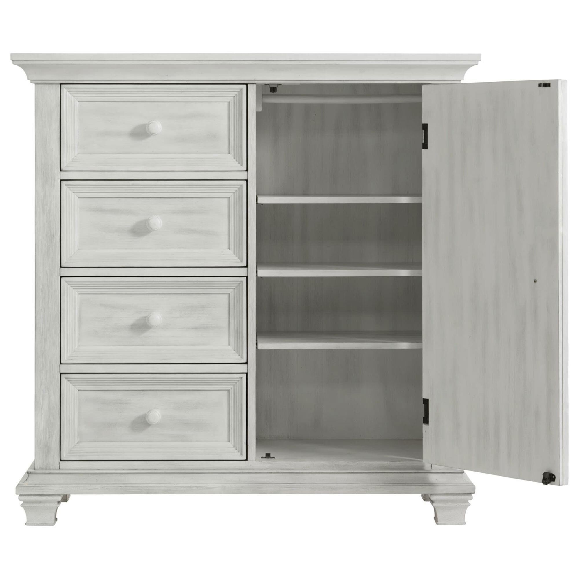 Oxford Baby Weston 4 Drawer 4 Shelf 1 Door Chifferobe in Vintage White