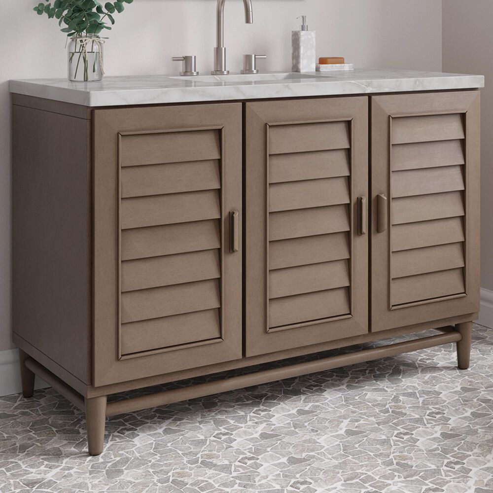 James Martin Vanities Portland 48" Single Bathroom Vanity in Whitewashed Walnut with 3 cm Eternal Jasmine Pearl Silestone Top, Rectangular Sink and FreePower Wireless Charger, , large