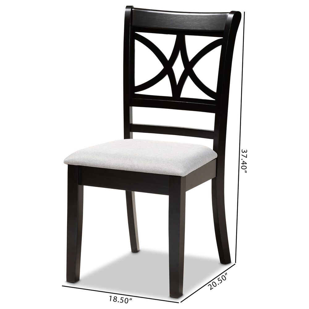 Baxton Studio Clarke Side Chair with Grey Cushion in Espresso Brown (Set of 4), , large