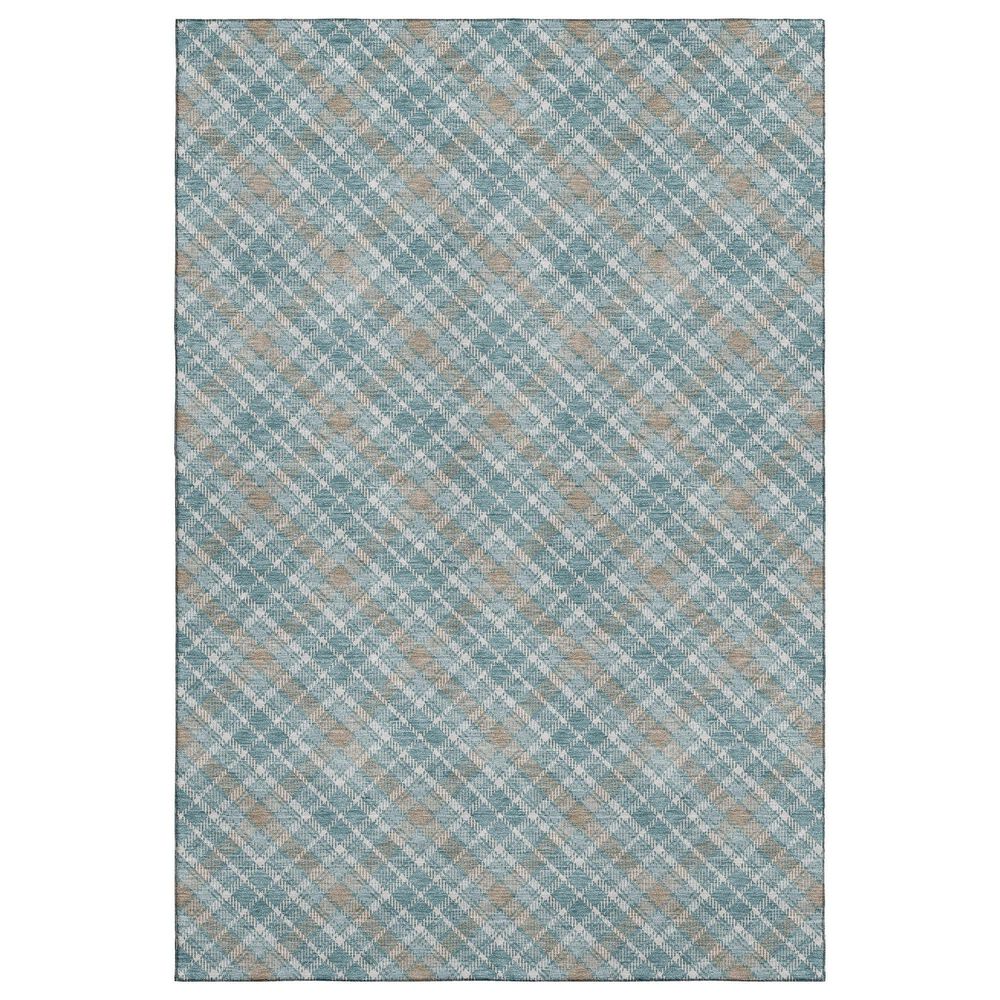 Dalyn Rug Company Soft Essentials Plaid Teal 3" x 5" Indoor/Outdoor Area Rug, , large