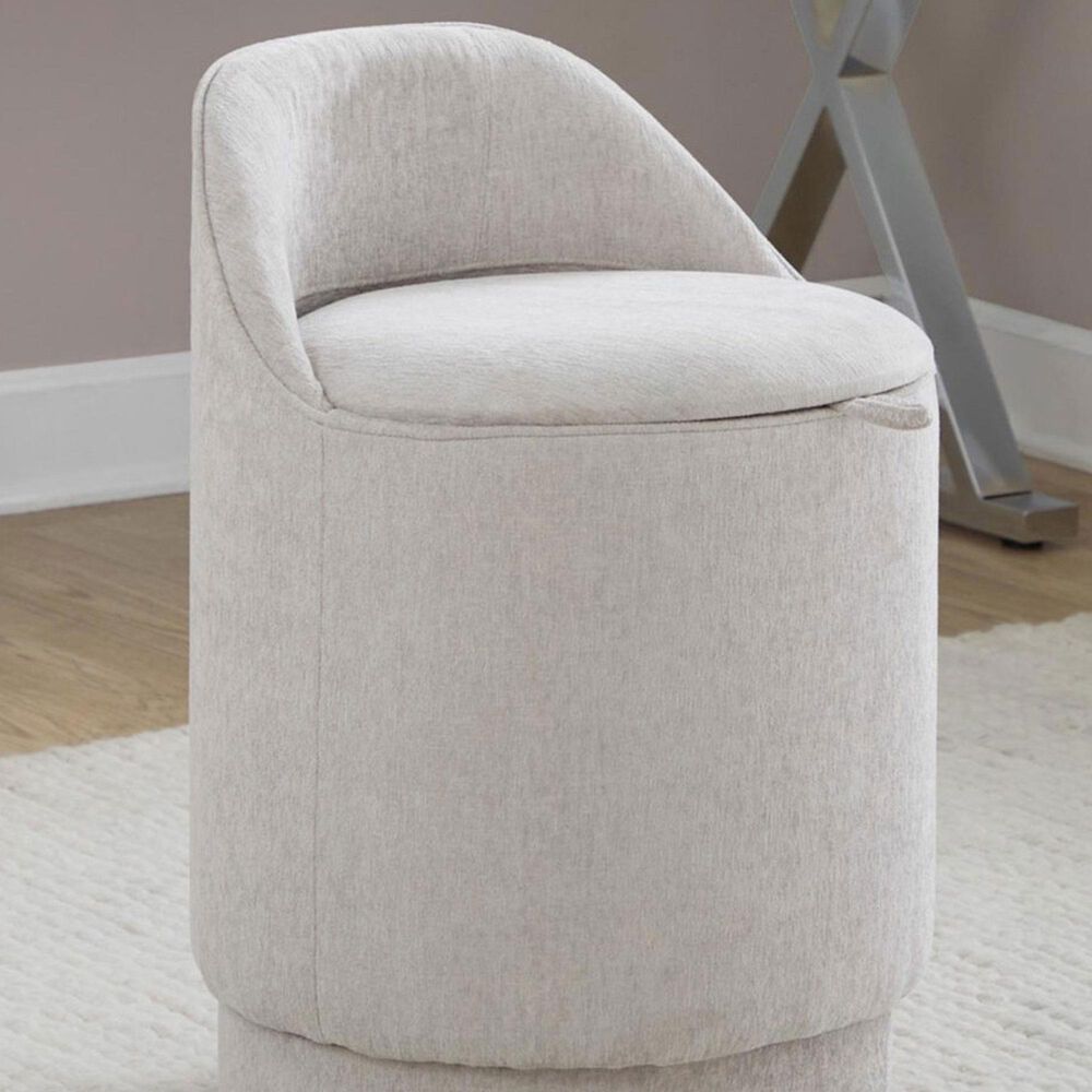 Lumisource Marla Upholstered Vanity Stool in Grey, , large