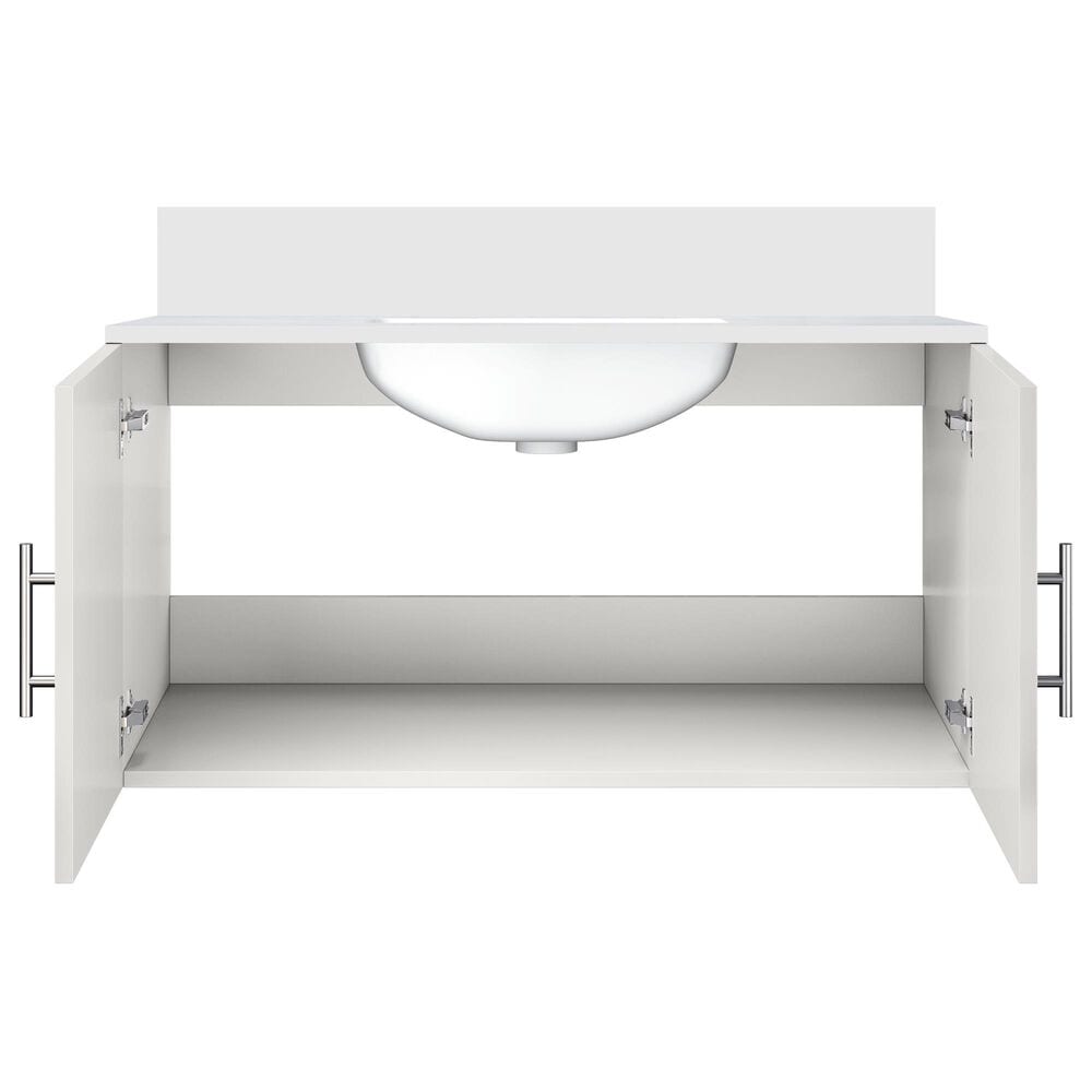 Lexora Home Geneva 36&quot; Single Bathroom Vanity in Glossy White with 2 cm White Cultured Marble Top and Rectangular Sink, , large