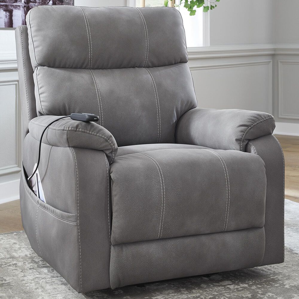 Ashley Next-Gen Durapella Power Lift Recliner in Slate, , large
