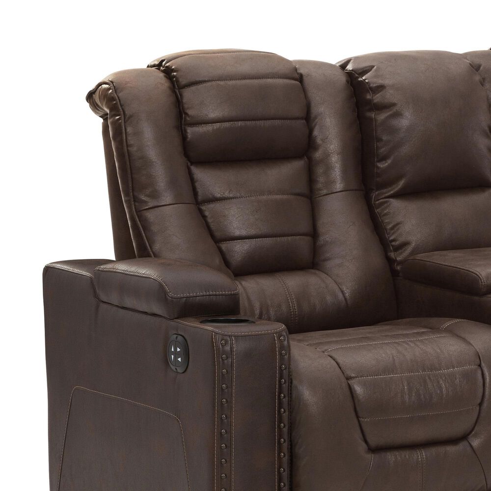 Ashley Owner&#39;s Box Power Reclining Loveseat with Console in Thyme, , large