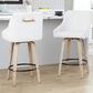 LumiSource Hannah Swivel Counter Stool with White Faux Leather Upholstery in Whitewashed and Black (Set of 2), , large