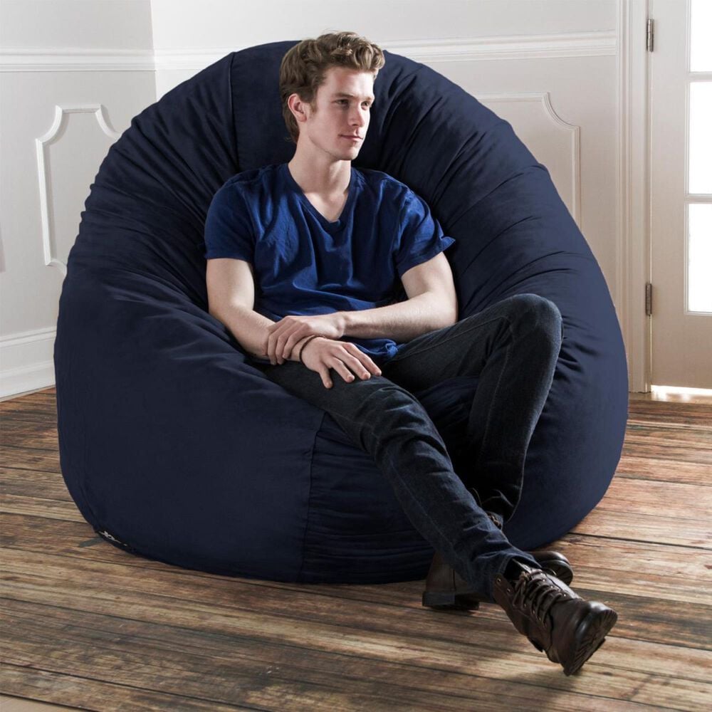 Jaxx 6' Cocoon Large Bean Bag Chair in Navy Nebraska Furniture Mart