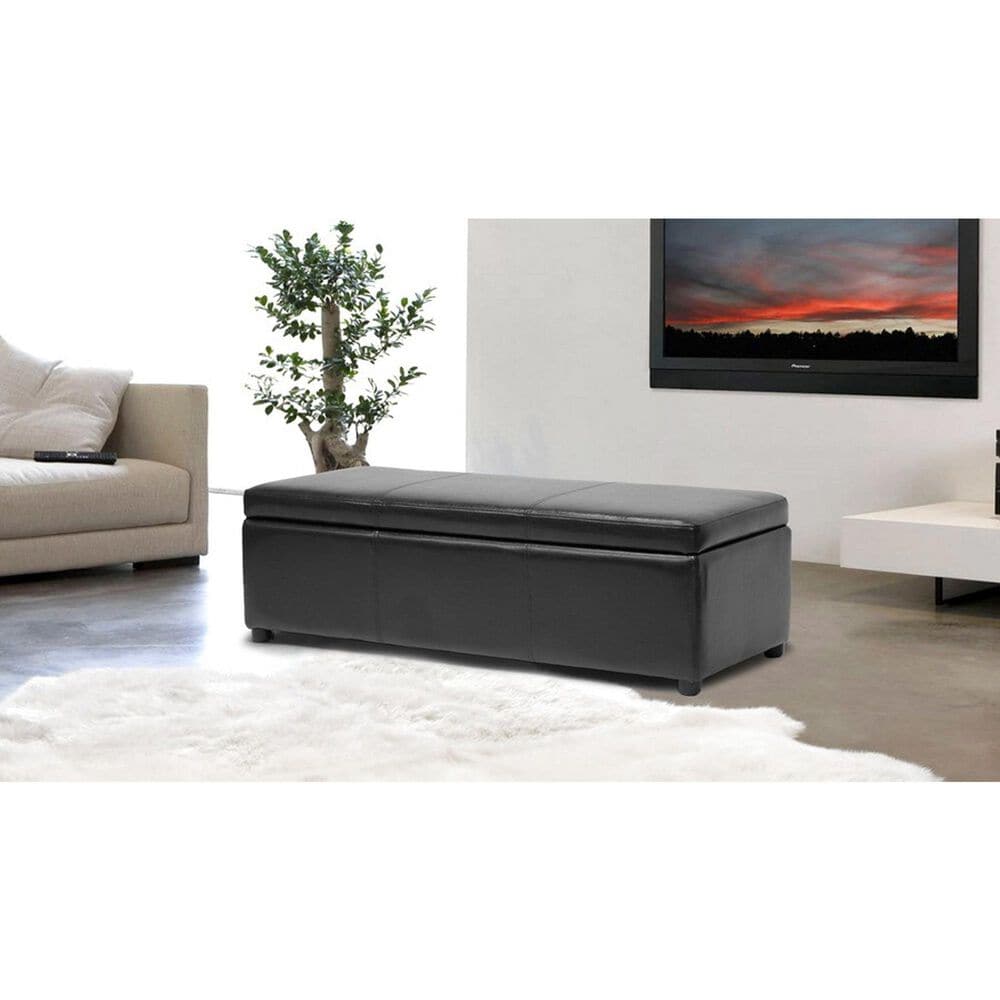 Baxton Studio Dennehy Storage Ottoman in Black, , large