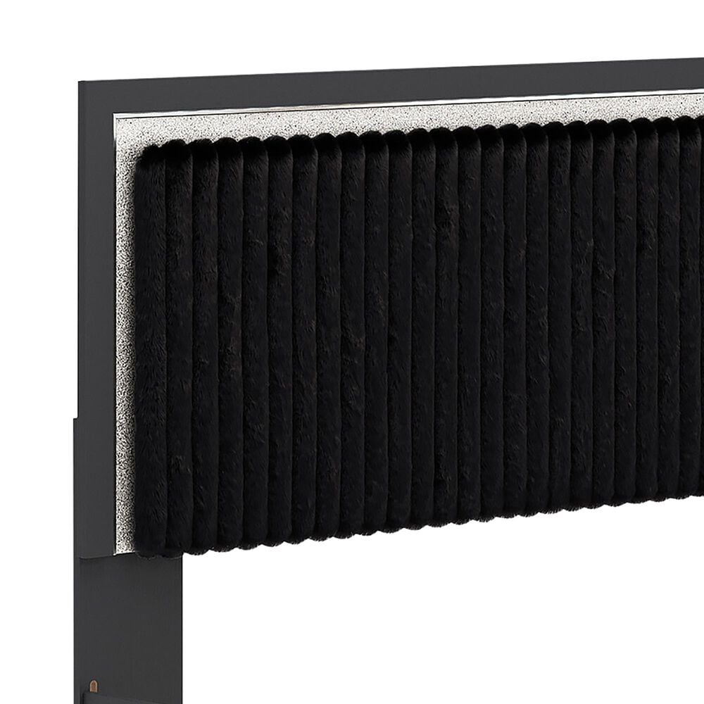 Ashley Zuraleus Queen Upholstered Panel Bed in Matte Black and Chrome, , large