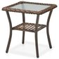 Hearth and Haven Outdoor Square Side Table with Glass Top in Brown, , large