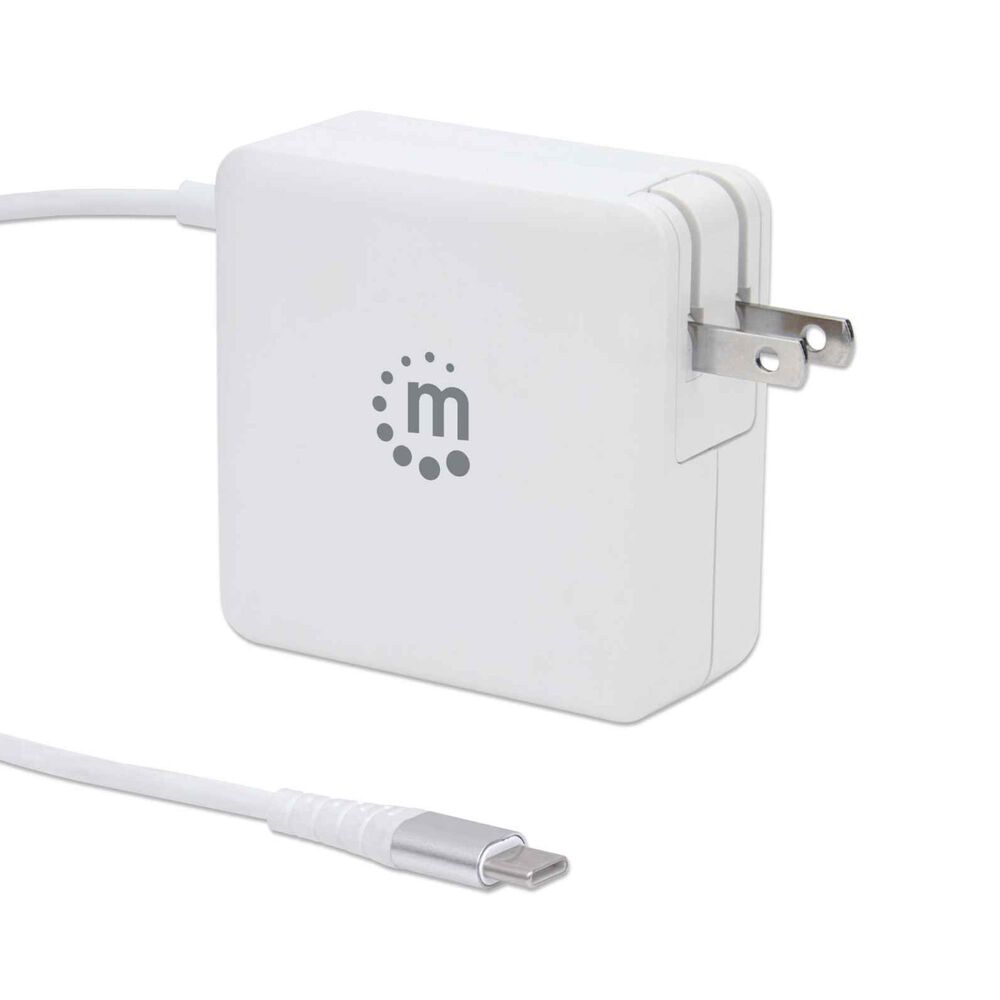 Manhattan Power Delivery Wall Charger with Built-in USB-C Cable in White, , large