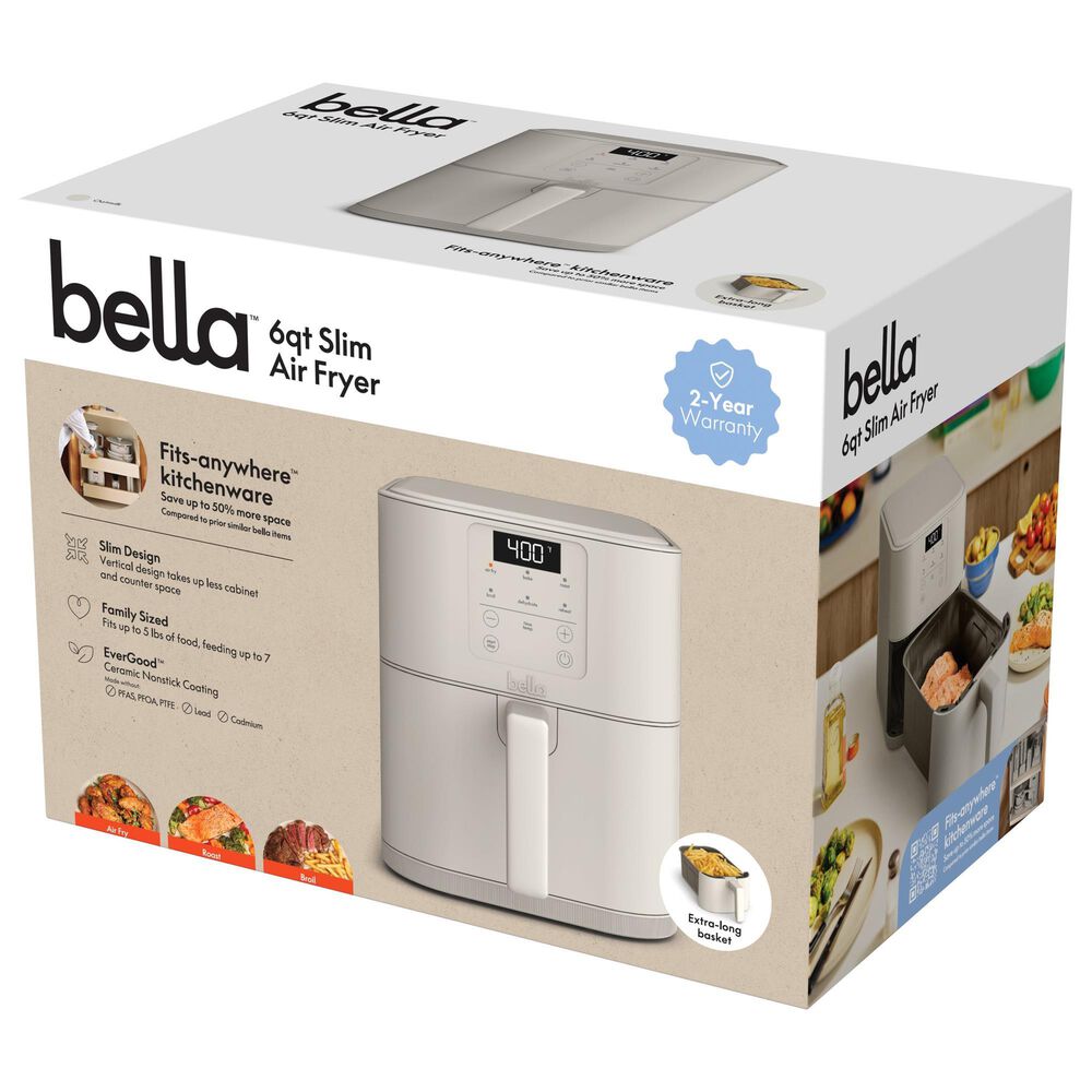 Bella 6-Quart Slim Air Fryer in Oatmilk, , large