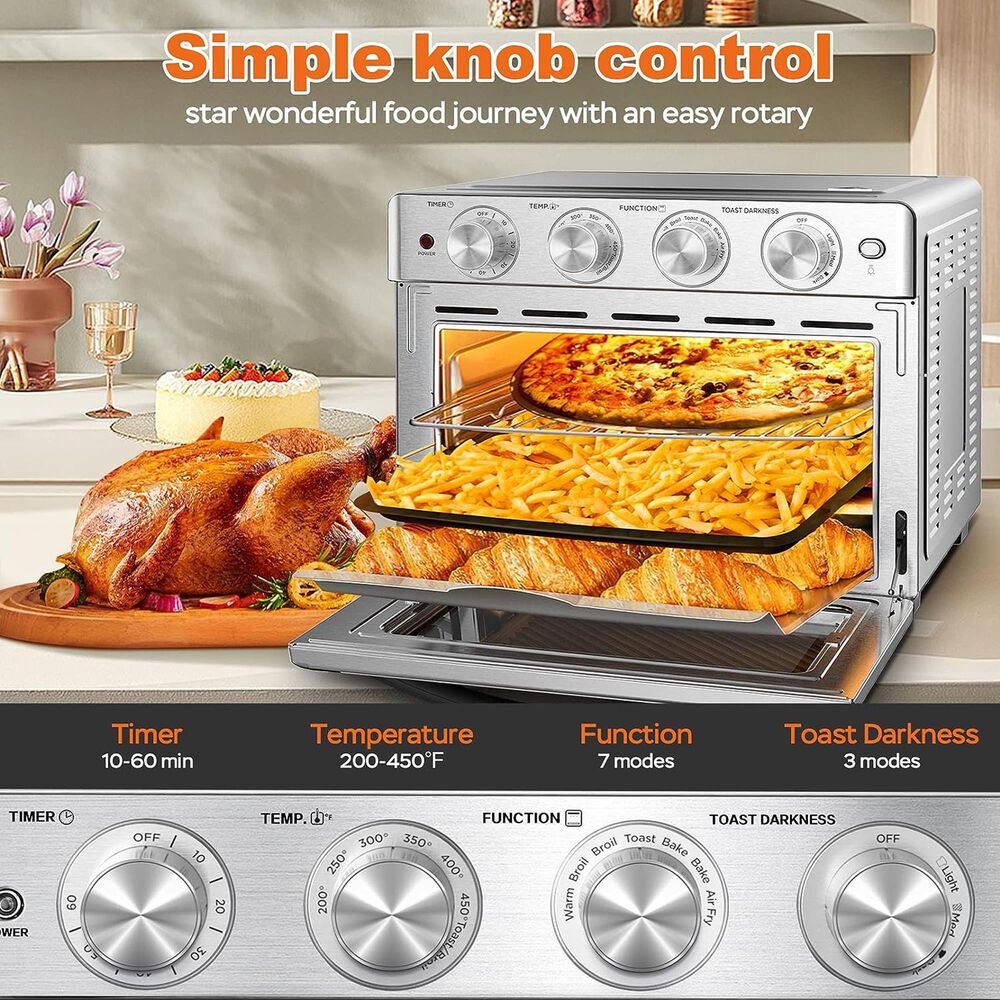 HOMLUX 26 Qt Air Fryer Toaster Oven in Silver, , large