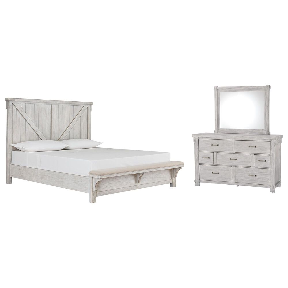 Signature Design by Ashley Brashland 3 Piece Queen Bedroom Set in White Textured, , large