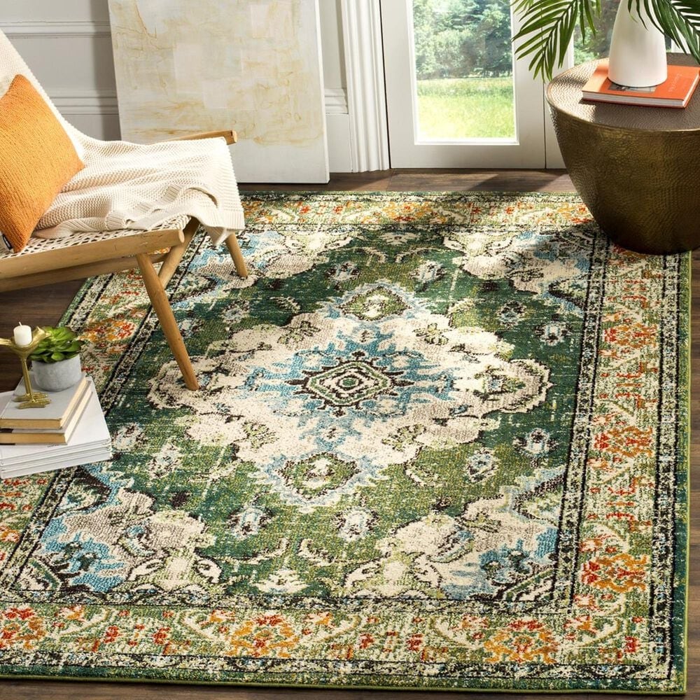 Safavieh Monaco MNC243F-4 4" x 5"7" Forest Green/Light Blue Area Rug, , large