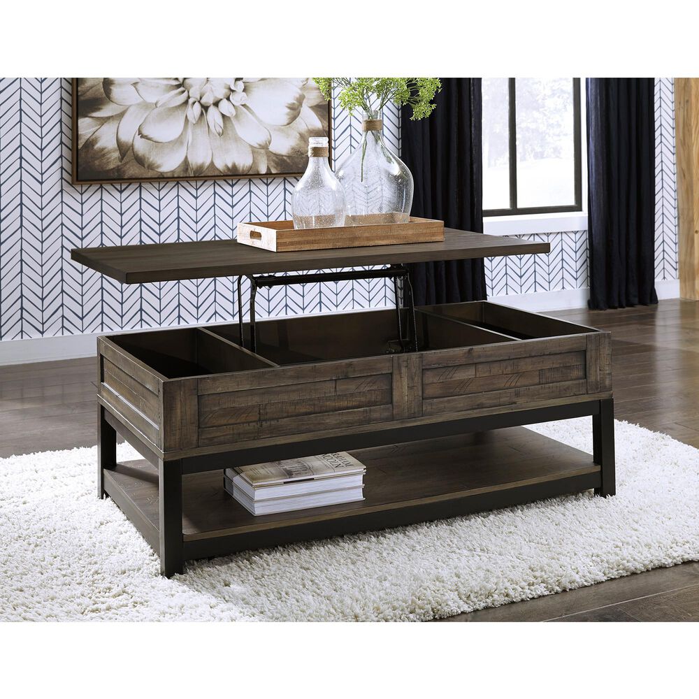 Ashley Johurst Lift Top Cocktail Table in Grayish Brown and Black, , large