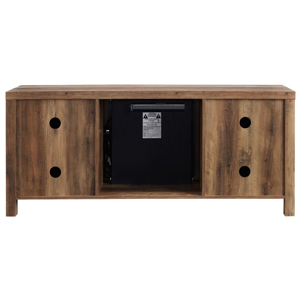 Walker Edison 58&quot; Barn Door Fireplace Console in Rustic Oak, , large