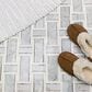 Soho Studio Interlace White Carrara, Temple Gray and Thassos 13" x 13" Marble Mosaic Sheet, , large