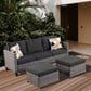 HOMLUX 3-Piece 77" Patio Sofa and Ottoman Set in Black, , large