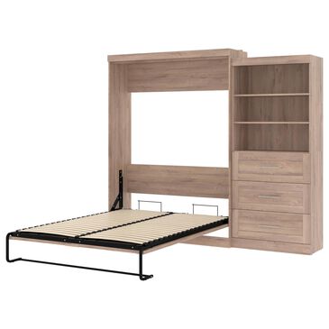 Bestar Pur 100" Queen Murphy Storage Bed with 3 Drawer in Rustic Brown, , large
