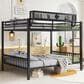 Hearth and Haven Queen over Queen Bunk Bed with Ladder and Storage Shelf in Black, , large