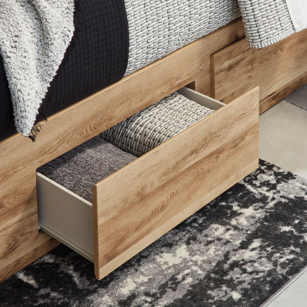 Ashley Hyanna Queen Panel Storage Bed with 2 Under Bed Storage Drawer in Tan Brown, , large
