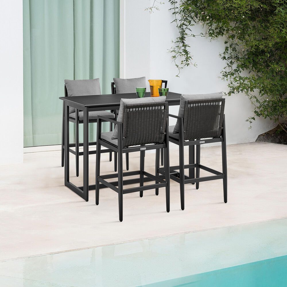 Armen Living Cayman Patio Counter Height Bar Stool in Dark Gray, , large