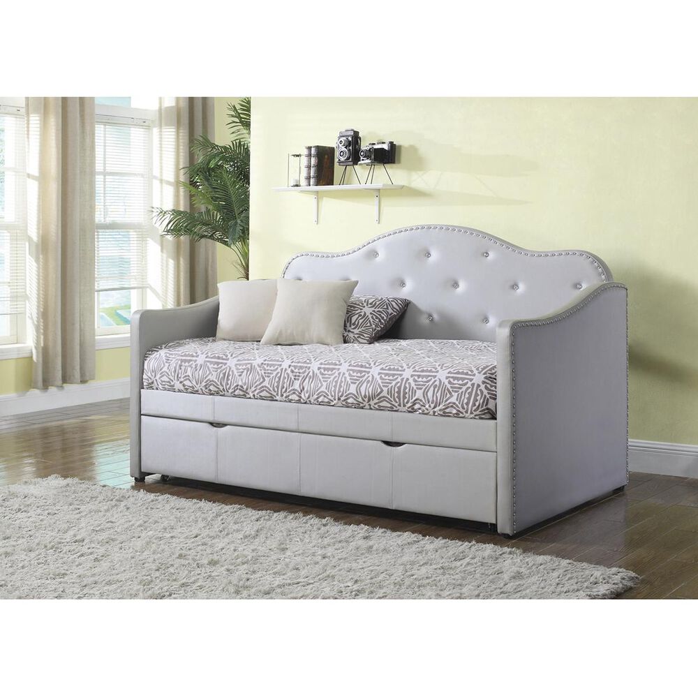Pacific Landing Upholstered Daybed with Trundle in Pearl White, , large