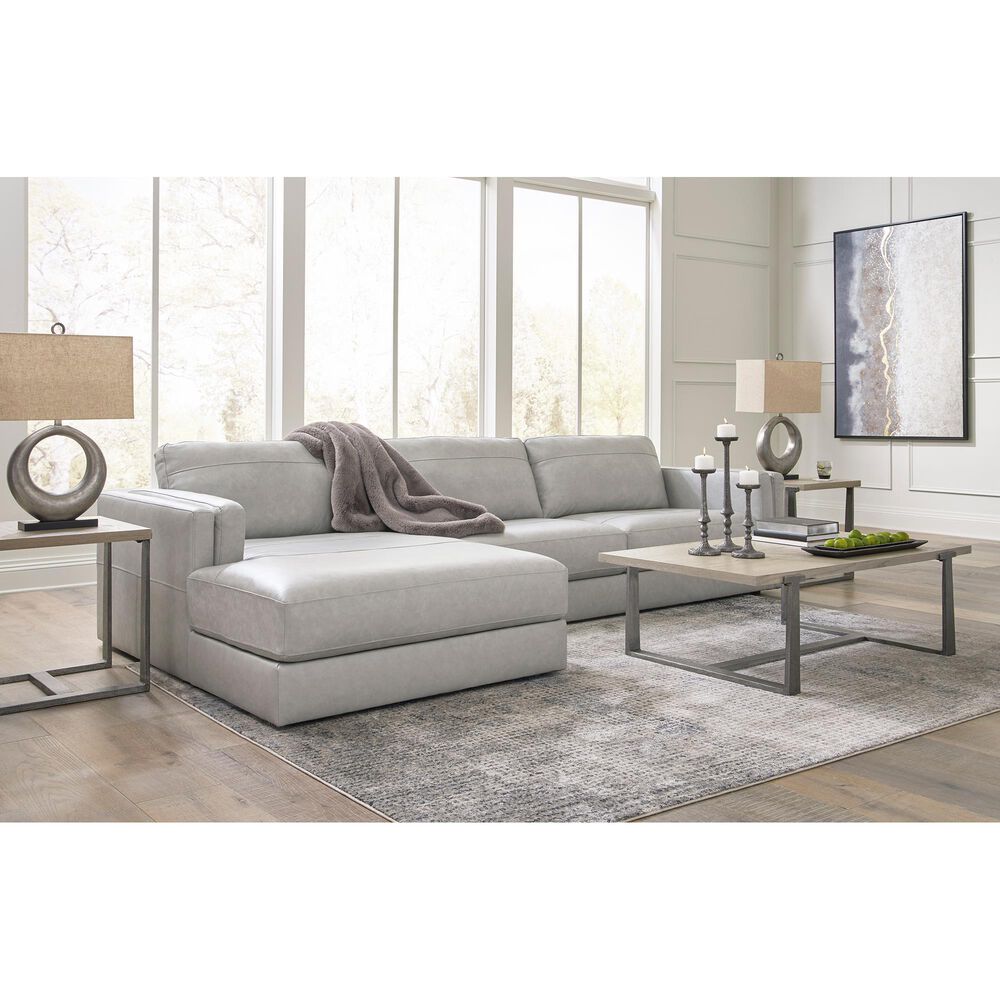 Ashley 2-Piece Leather Sofa with Chaise in Glacier, , large