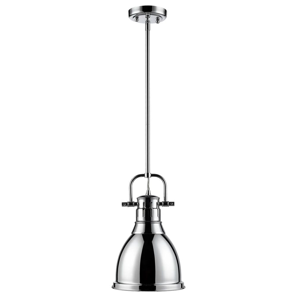 Golden Lighting Duncan 1-Light Small Pendant with Rod in Chrome, , large