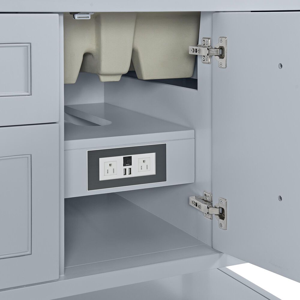 James Martin Vanities Breckenridge 72" Double Bathroom Vanity in Serenity Blue with 3 cm Eternal Jasmine Pearl Silestone Top, Rectangular Sinks and FreePower Wireless Charger, , large