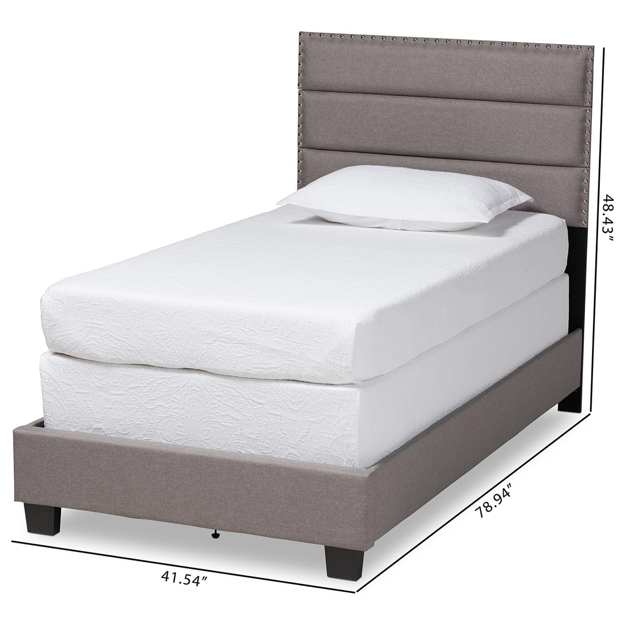 Baxton Studio Ansa Twin Panel Bed with Grey Upholstered in Black