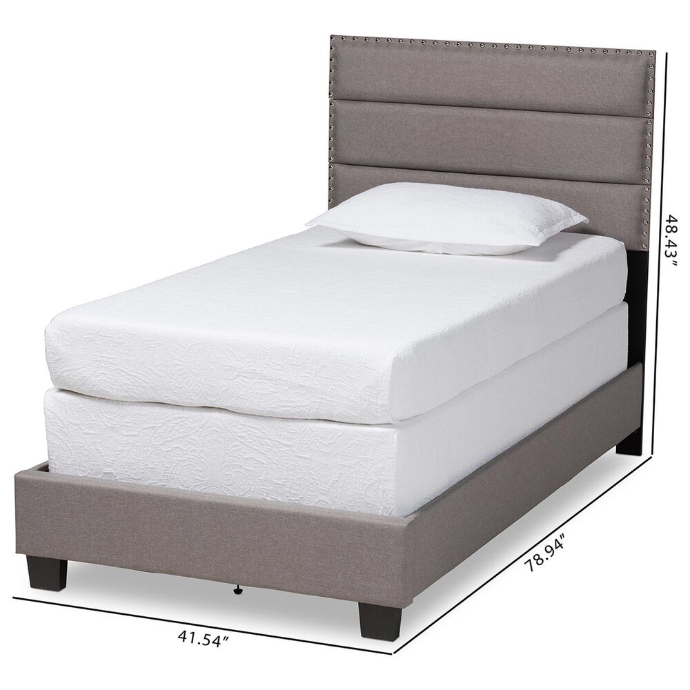 Baxton Studio Ansa Twin Panel Bed with Grey Upholstered in Black, , large
