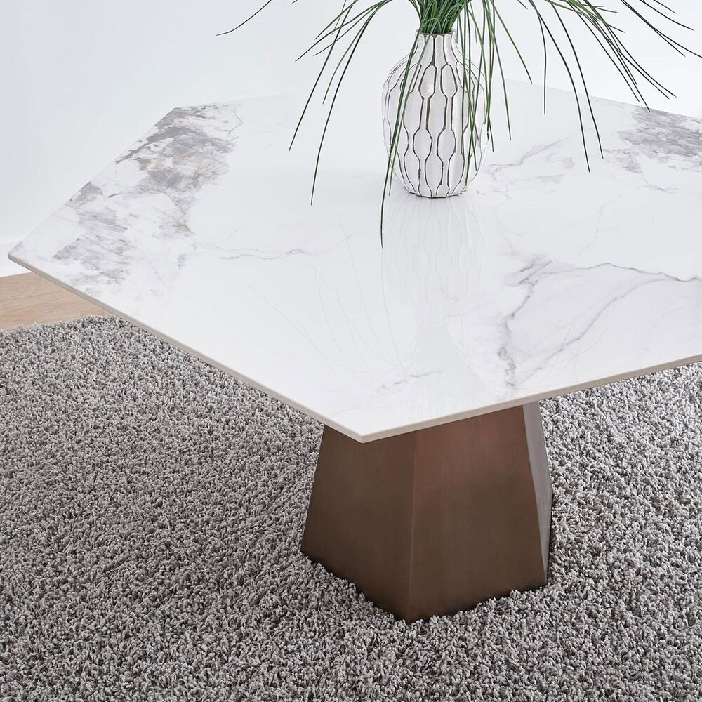 37B Balos Hexagonal Dining Table in Chanelle and Bronze - Table Only, , large