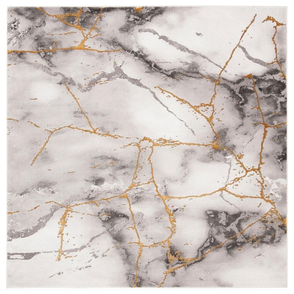 Safavieh Craft CFT877F 8" Square Grey and Gold Area Rug, , large