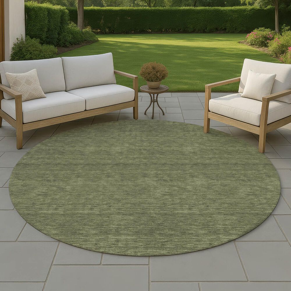 Dalyn Rug Company Soft Essentials Solid Olive 8' Round Area Rug, , large