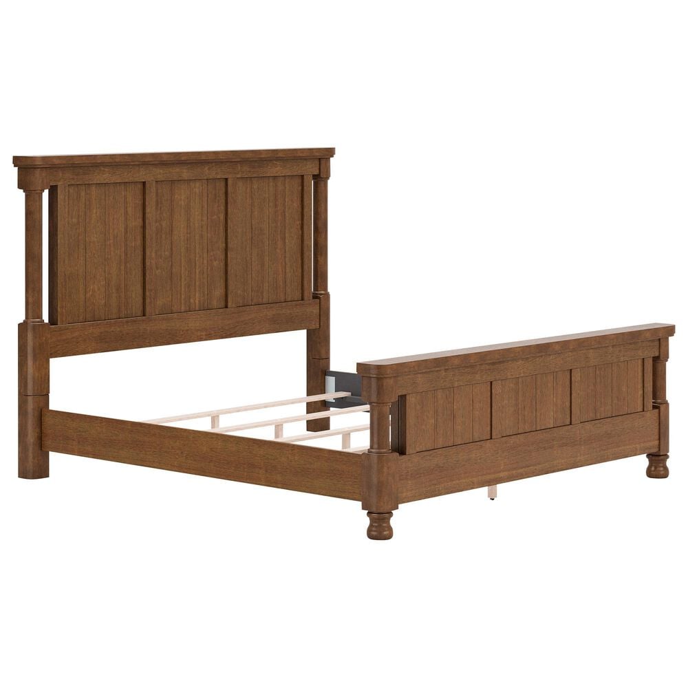 Ashley Rowlenstown California King Panel Bed with Dresser, Chest, and Two Nightstands in Brown, , large