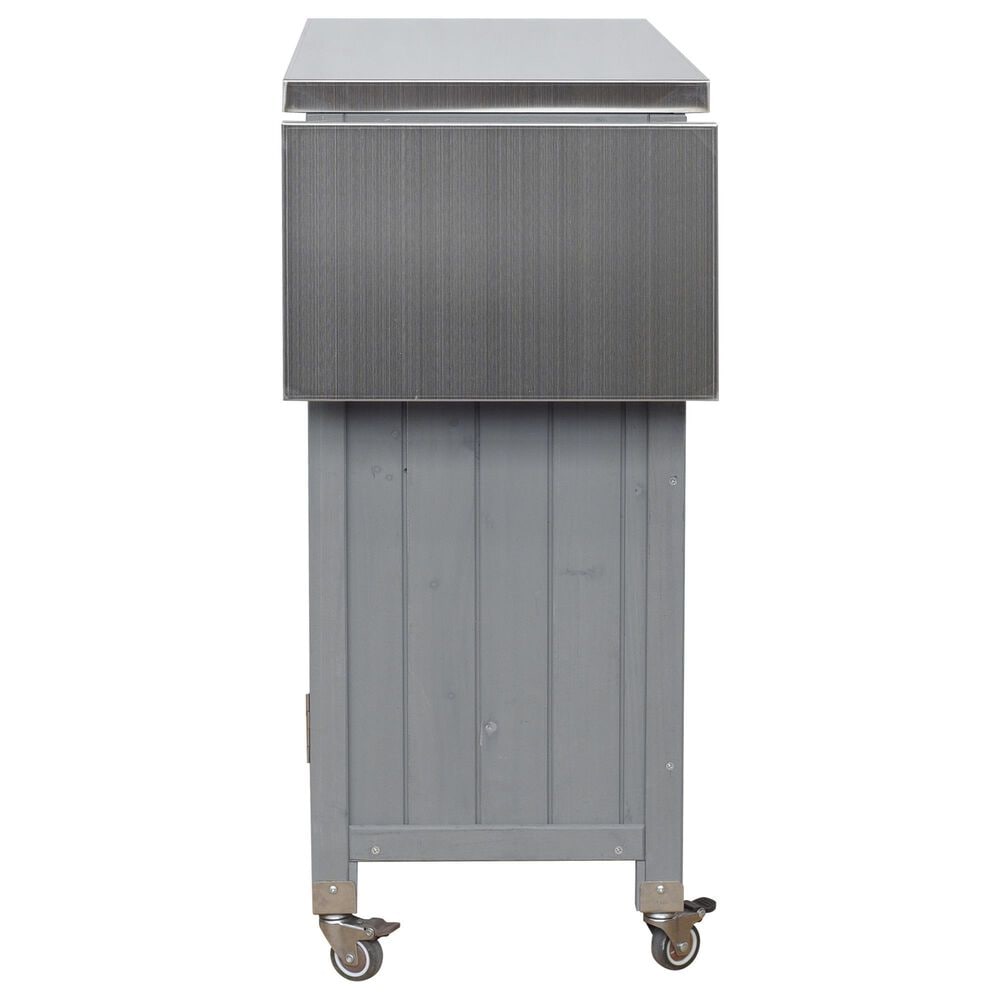 Hearth and Haven Outdoor Kitchen Island Cart with Stainless Steel Top and Lockable Wheels in Gray, , large