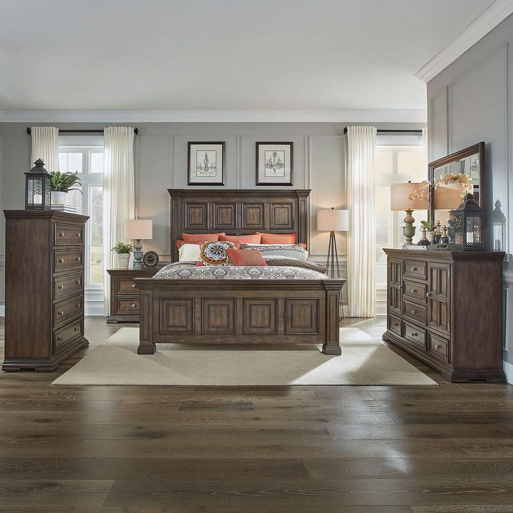 Liberty Furniture Big Valley 5-Piece Queen Panel Bedroom Set in Brownstone, , large
