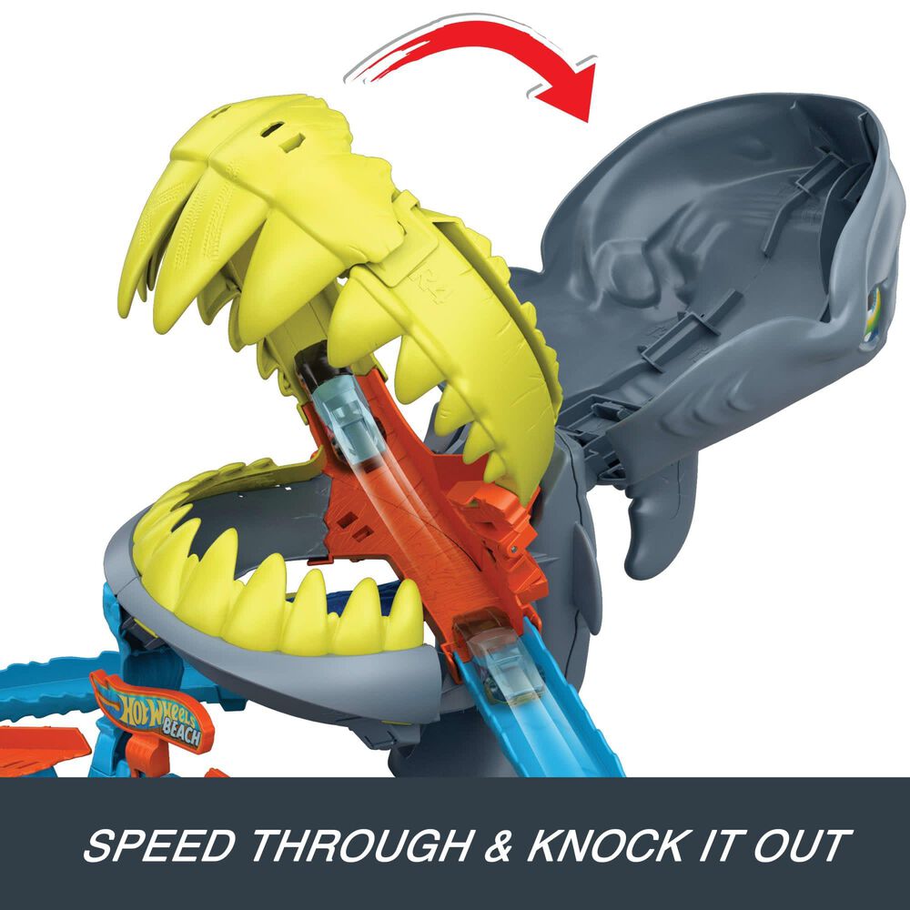 Hot Wheels City Shark Chomp Beach Playset with 1:64 Scale Die-Cast Toy Car, , large