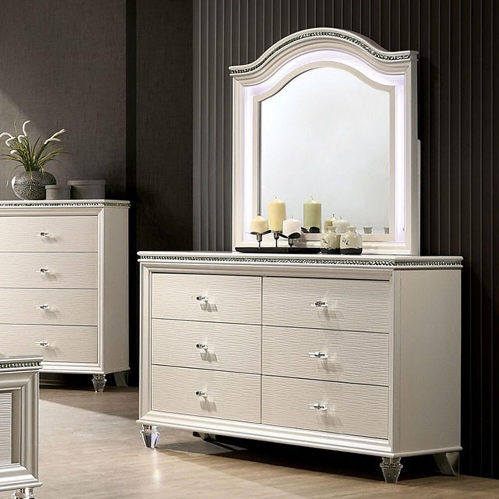 Furniture of America Allie 4-Piece Full Bedroom Set in Pearl White, , large