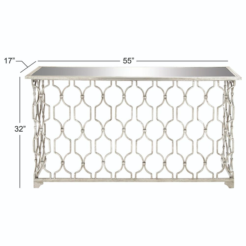 Maple and Jade Console Table with Mirrored Glass Top in Silver, , large