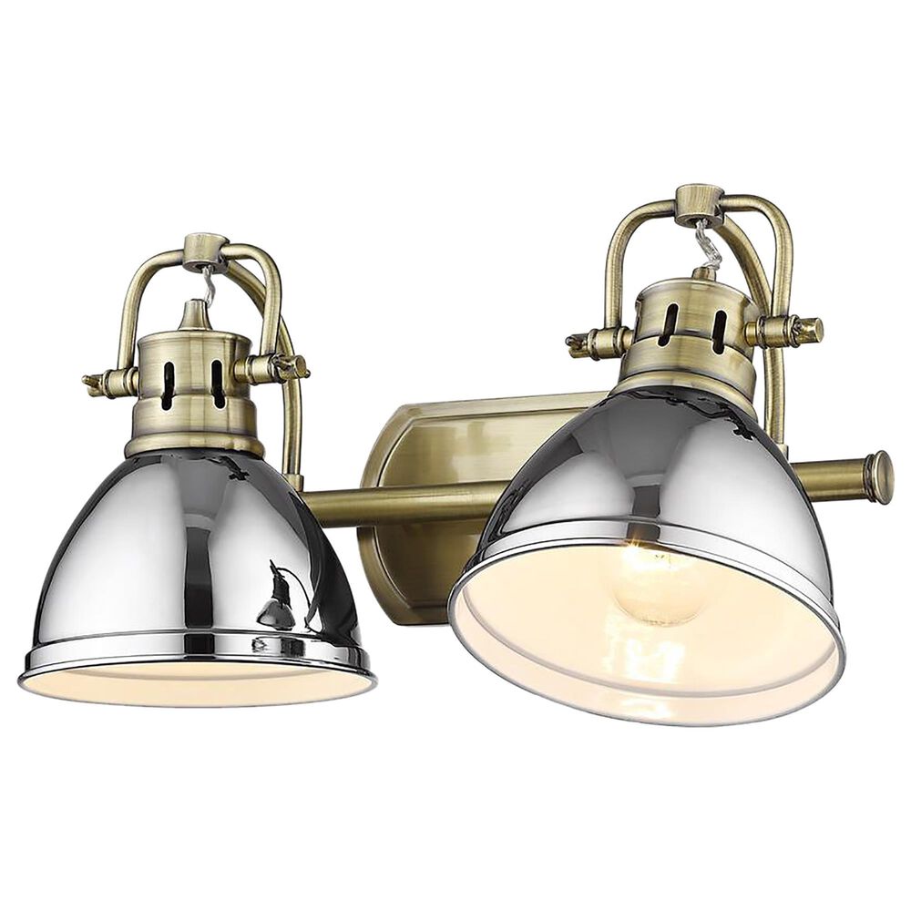 Golden Lighting Duncan 2-Light Bath Vanity in Aged Brass/Chrome, , large
