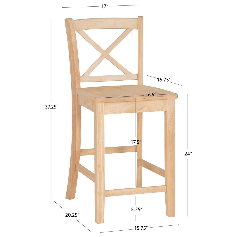 Linon Home Decor Torino X-Back Counter Stool in Natural Unfinished, , large