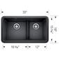 Blanco Ikon 1-3/4 Low Divide Apron Front Double Bowl Sink in Soft White, , large
