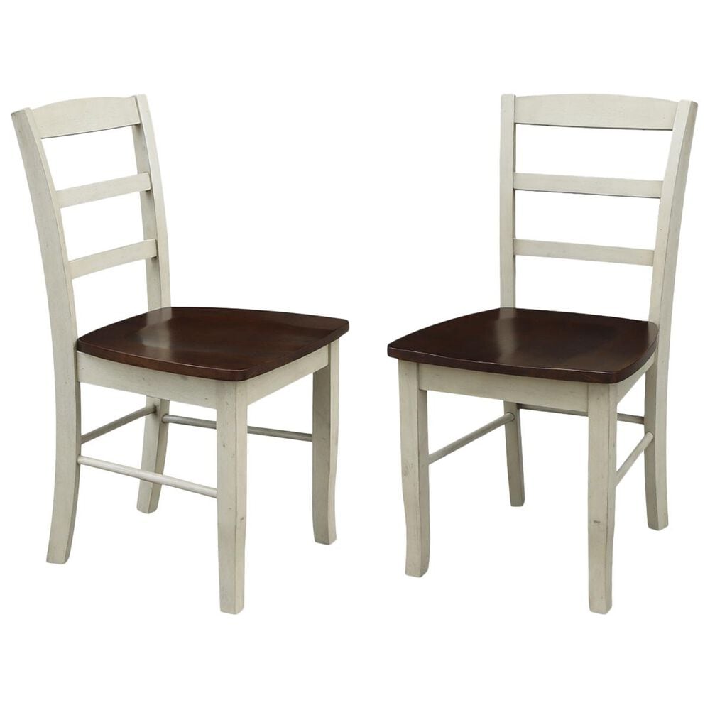International Concepts Madrid Ladderback Chair in Antiqued Almond and Espresso (Set of 2), , large