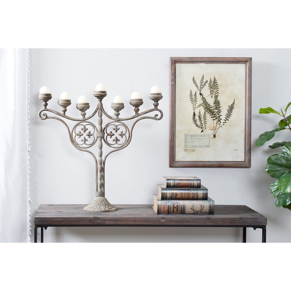 Maple and Jade 7-Light Vintage Scrolled Candelabra in Light Brown, , large
