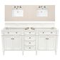 James Martin Vanities Brittany 72" Double Bathroom Vanity in Bright White with 3 cm Eternal Marfil Quartz Top and Rectangle Sinks, , large