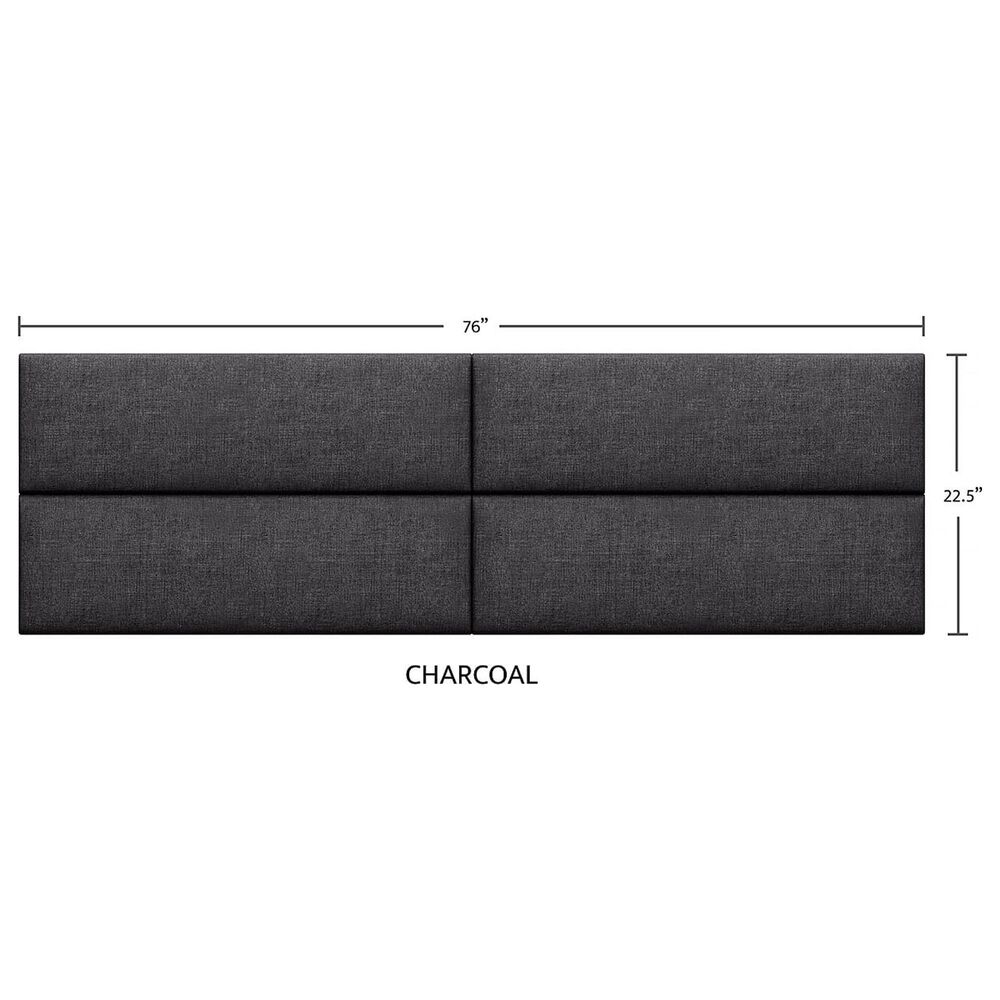 Jaxx Sacks Panelist Upholstered King Headboard Panel in Charcoal (Set of 4), , large